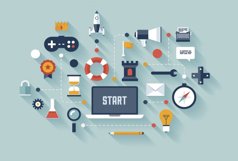 A conceptual digital art piece portraying elements of gamification.