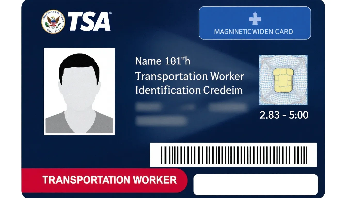 An illustration of a TWIC card showing its key features.